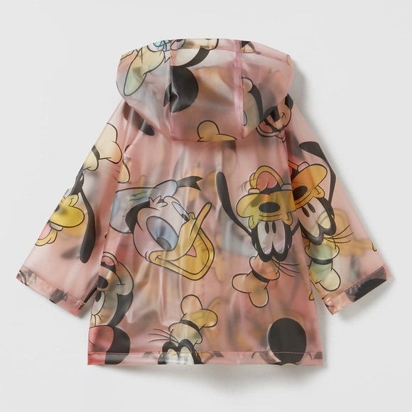 NWT Zara Kids Minnie Mouse / Mickey Mouse Transparent hooded pink raincoat - Picture 2 of 5
